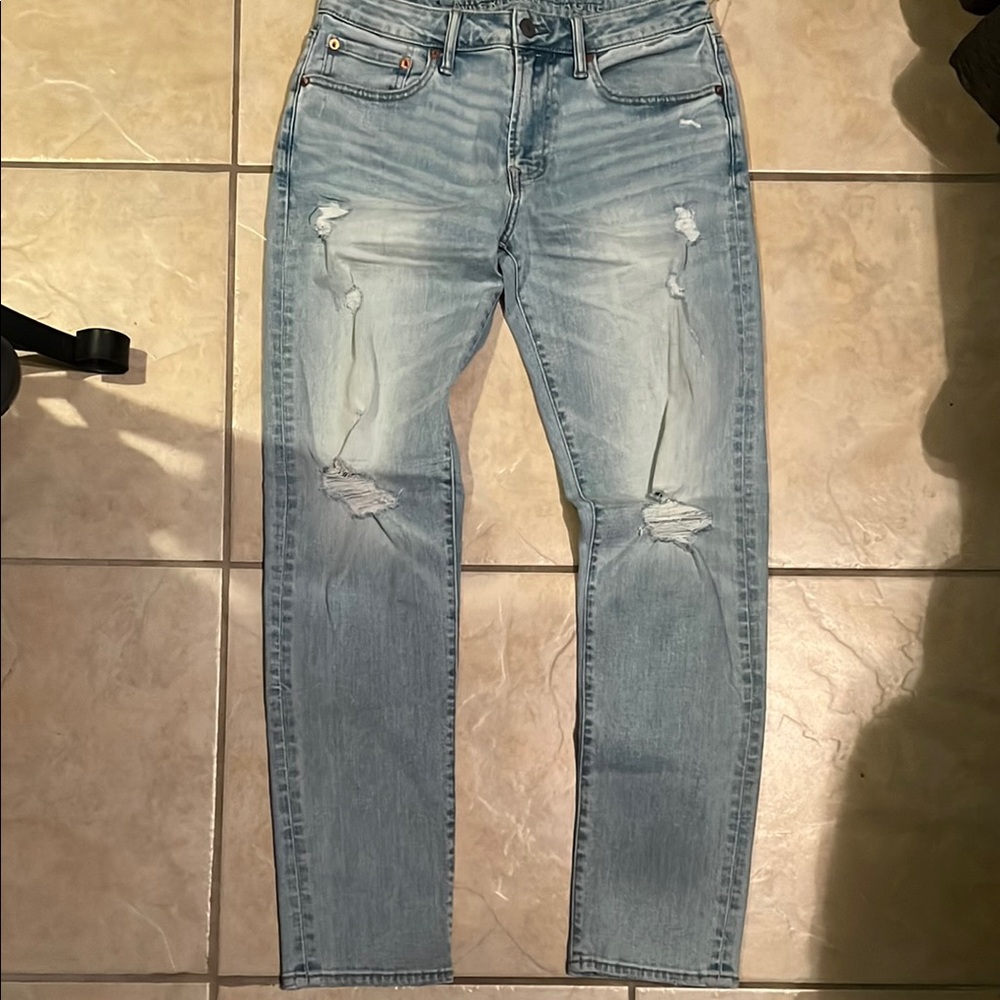 American Eagle Outfitters Blue Skinny Jeans Distressed